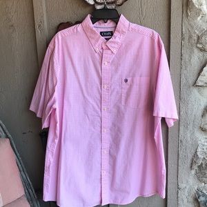 Chaps Easy Care short sleeve button down pink/white gingham - Men